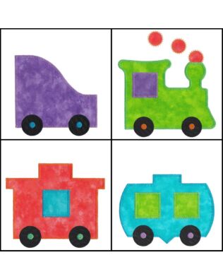 GO! 5x7 Train Set #1 Embroidery Designs by V-Stitch Designs