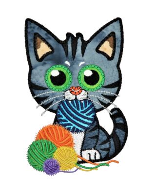 GO! Kitten Playing with Ball of Yarn Embroidery Specialty Designs