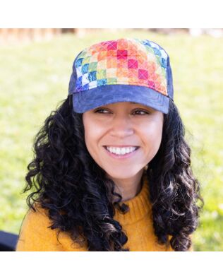 GO! Rainbow Pixel Trucker Hat Pattern by Chris Marchini of Rose City Originals
