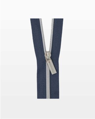  Sallie Tomato #5 Navy Nylon Coil Zippers - 3 Yards w/ 9 Rectangle Pulls  - Nickel Finish 