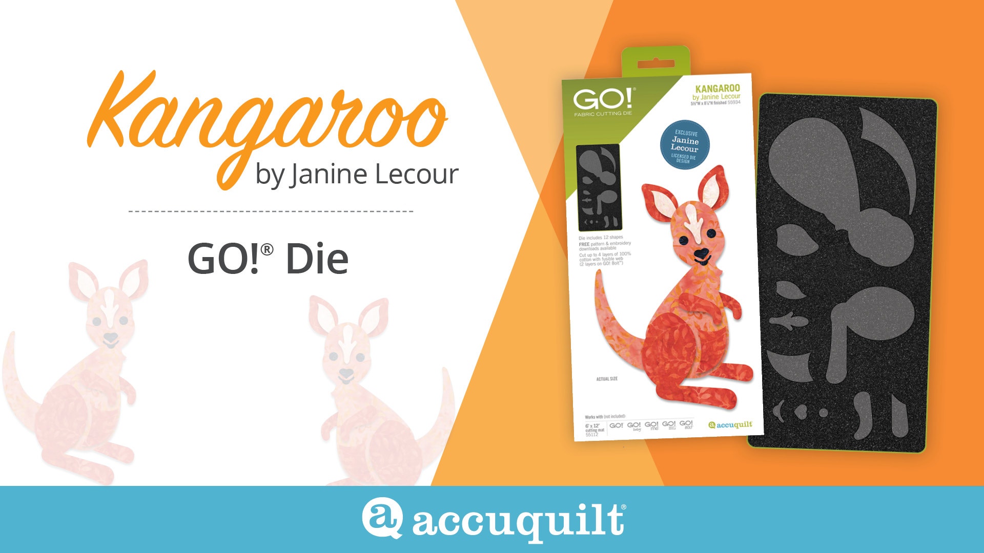 AccuQuilt GO! Kangaroo Die by Janine Lecour — 12 Appliqué Shapes Overview
