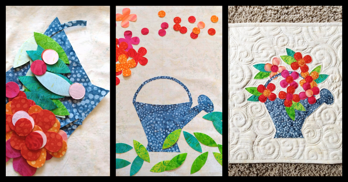Table Topper Pattern: Watering Can of Flowers