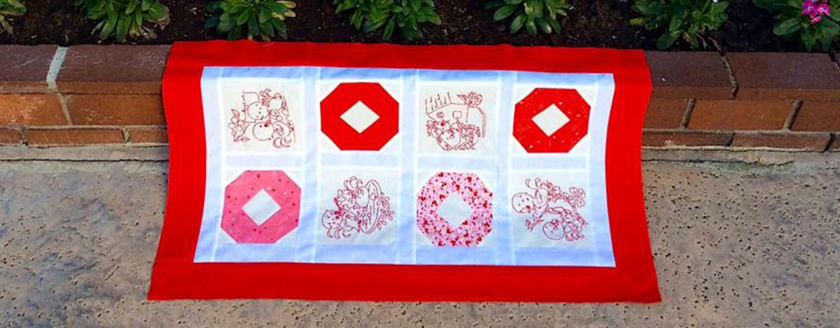Hand Embroidered Love Birds Table Runner