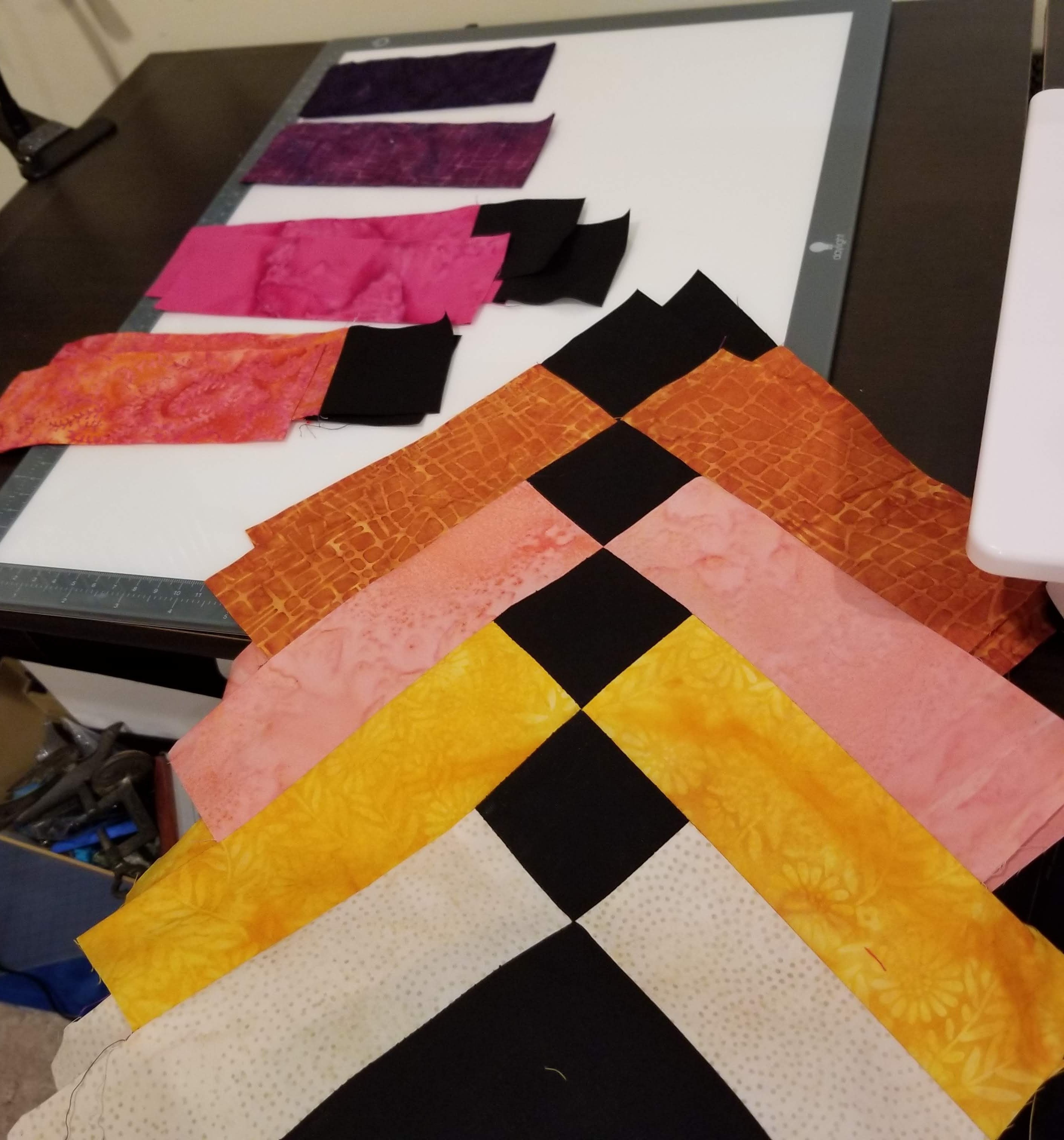 sewn quilt elements for table runner