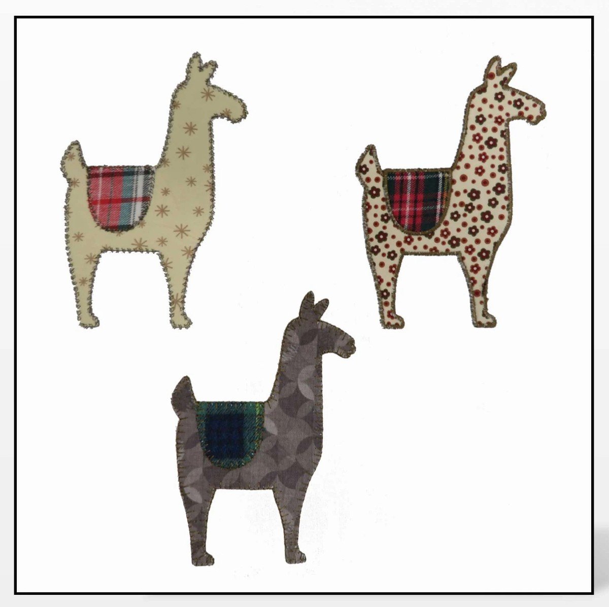 All Three Stitches for the Free GO! Llamas Embroidery Designs