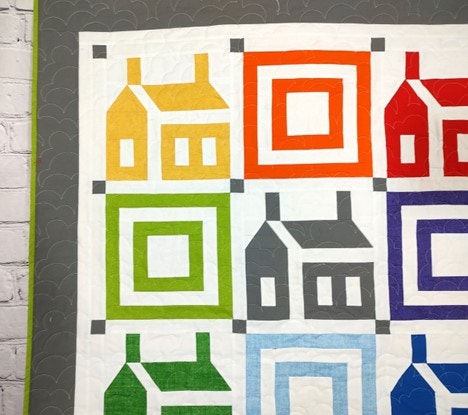 A Close Up of Bea's Finished Schoolhouse Quilt