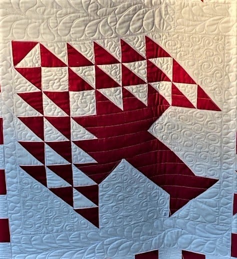 Close Up of the Quilting Near and for the Tree of Life Block