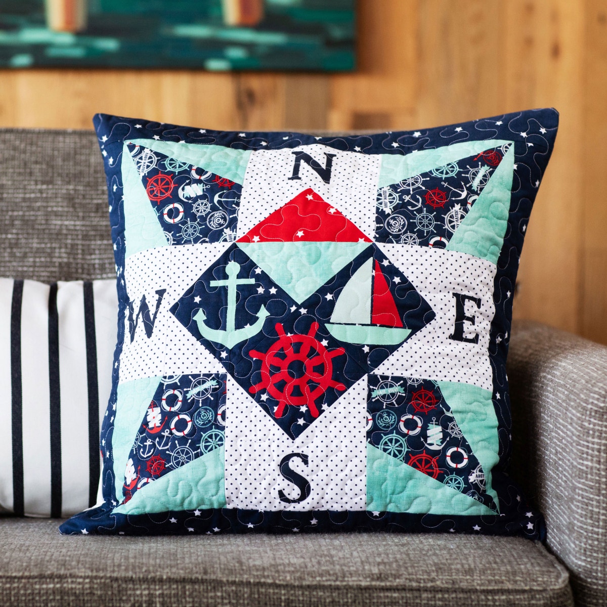 GO! Nautical Compass Pillow Free Pattern