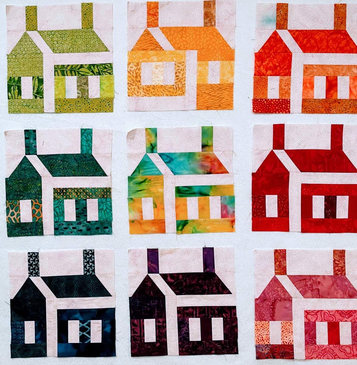 Scrappy schoolhouse quilt block