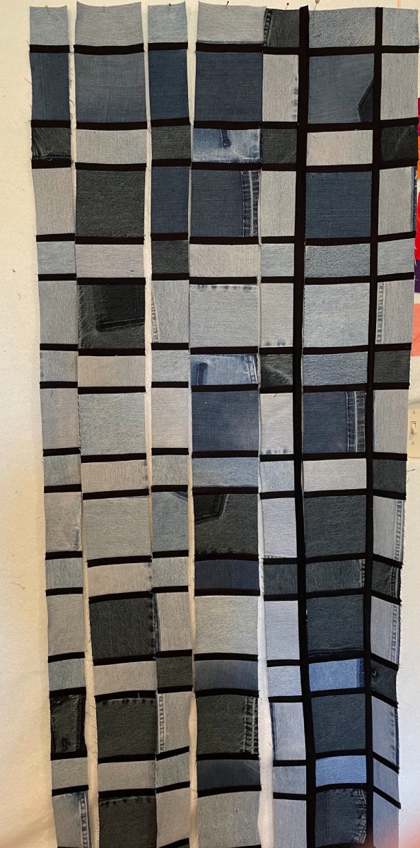 Rows of Sewn Denim on Jens Design Wall