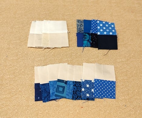 Sewn Beige, Blue, and Beige/Blue Units