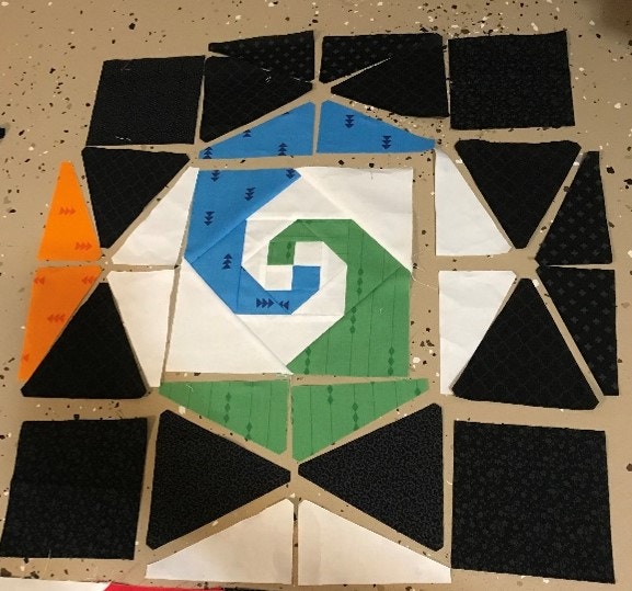 Snail's Trail Quilt Block Laid Out